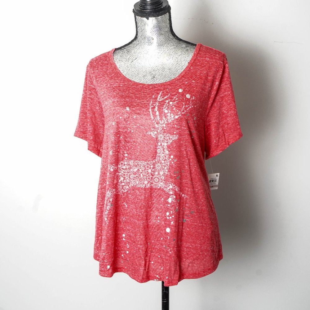 NWT STYLE & CO. PLUS REINDEER GRAPHIC T-SHIRT - 1x